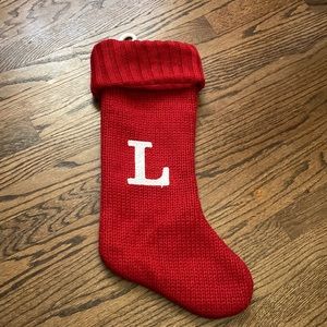 Letter ‘L’ Christmas Holiday Stocking in Red